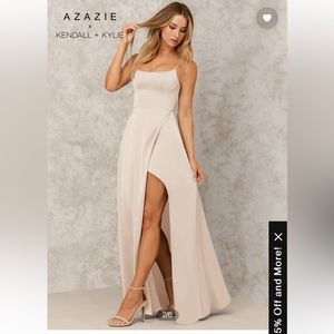 AZAZIE X KENDALL + KYLIE - A-Line Side Slit Stretch Satin Floor-Length Dress